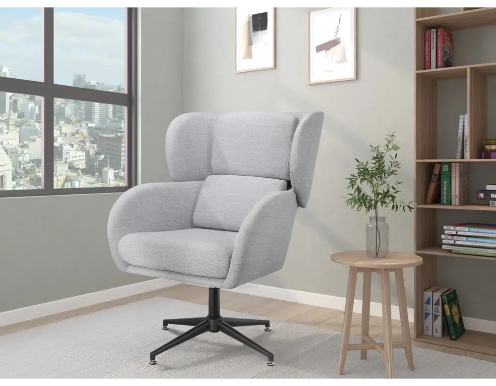 Világosszürke bársony füles fotel Vanessa – Støraa