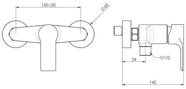 Sapho - Zuhanycsap PAX fényezett króm