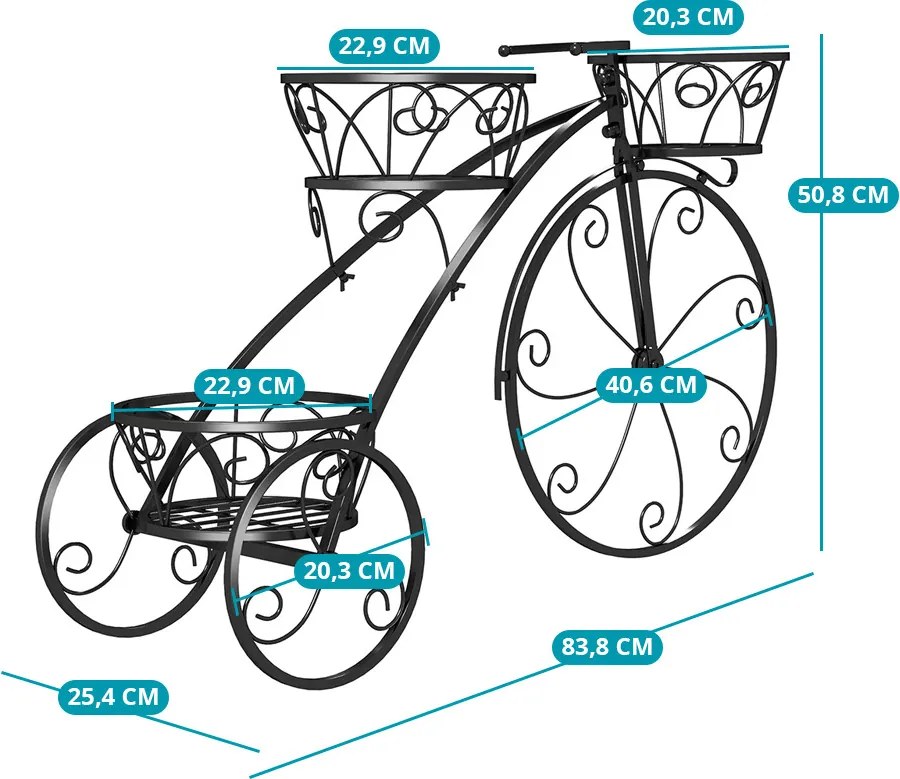 Fém bicikli virágtartó