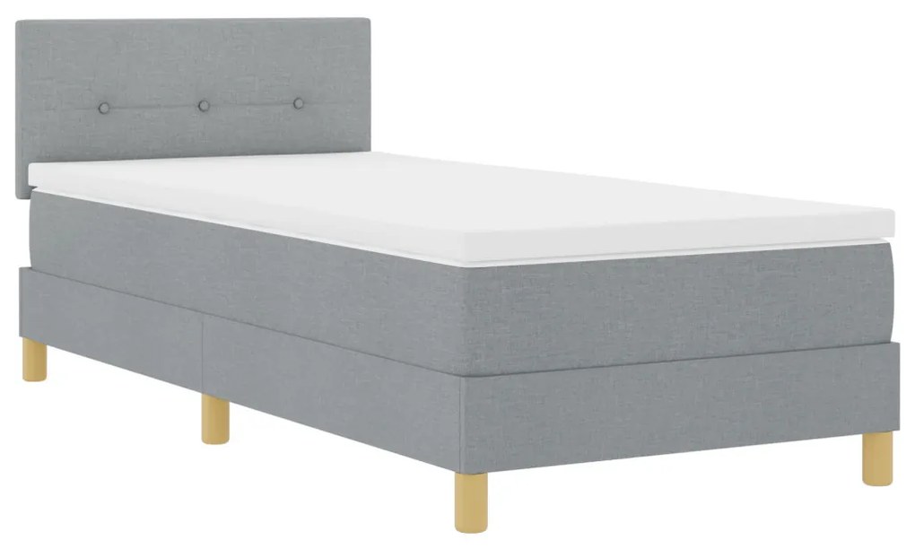Boxspring ágy matraccal, világosszürke, 90x200 cm, szövet