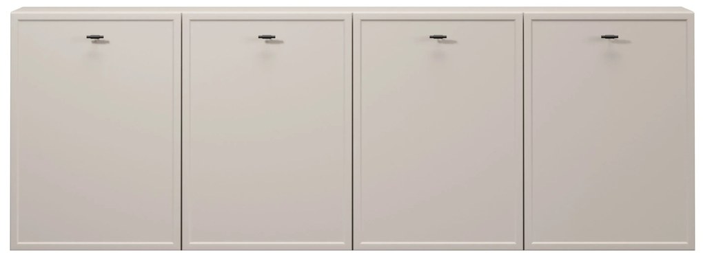 Lorini fali négyajtós komód 200 cm - kasmír / fekete T-bar fogantyúk