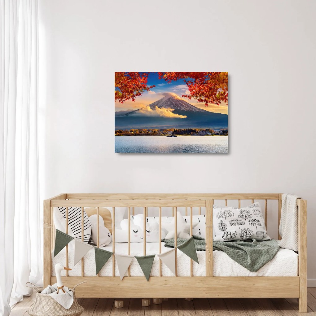 Kép - japán, Fuji hegy (üvegen) (70x50 cm)