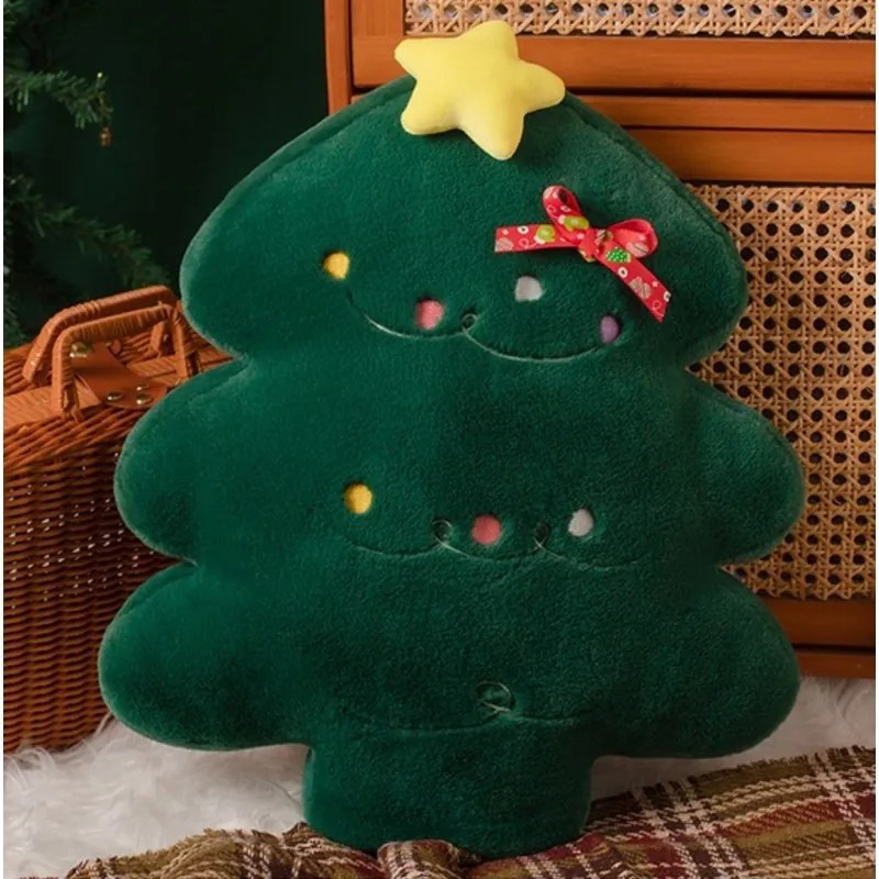 Bársonyos díszpárna fenyőfa alakban MERRYLY, zöld