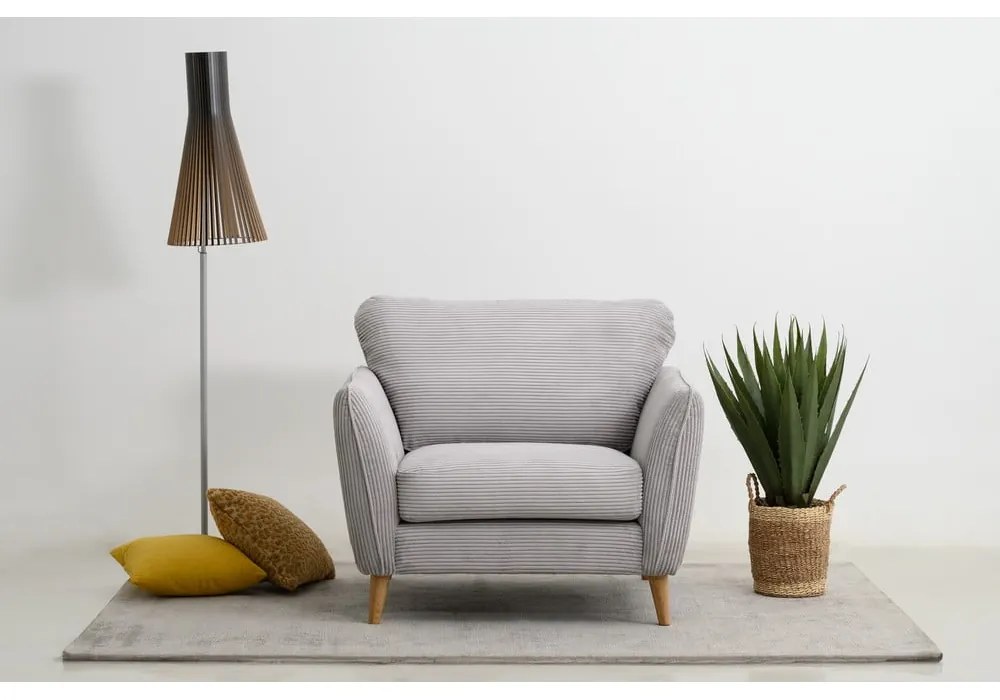 Világosszürke kordbársony fotel Paris – Scandic