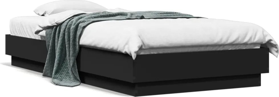 vidaXL fekete szerelt fa ágykeret 75 x 190 cm