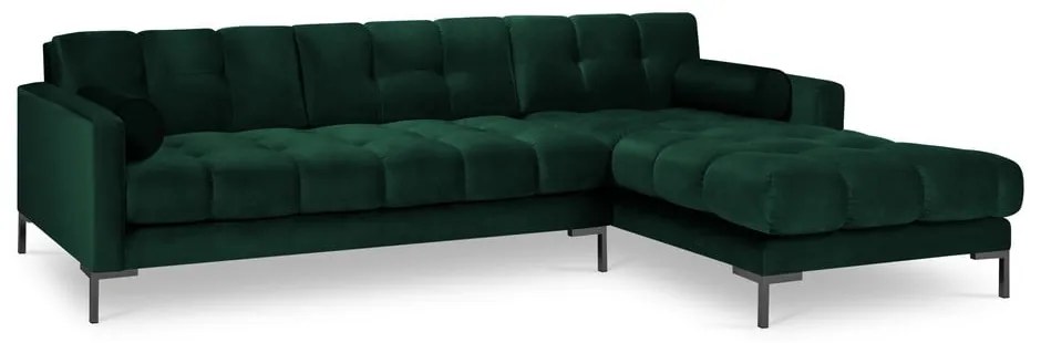 Bali sötétzöld bársony sarokkanapé, jobb oldali - Cosmopolitan Design