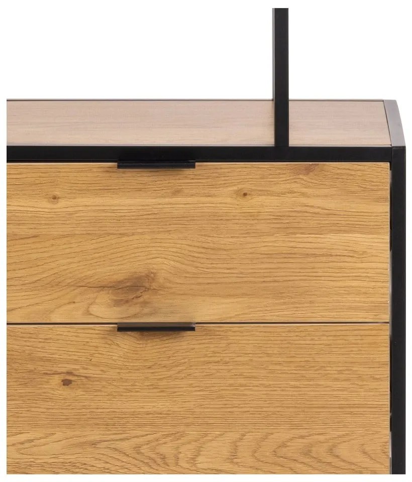 Fekete-natúr színű könyvespolc tölgyfa dekorral 77x185x35 cm Seaford – Actona