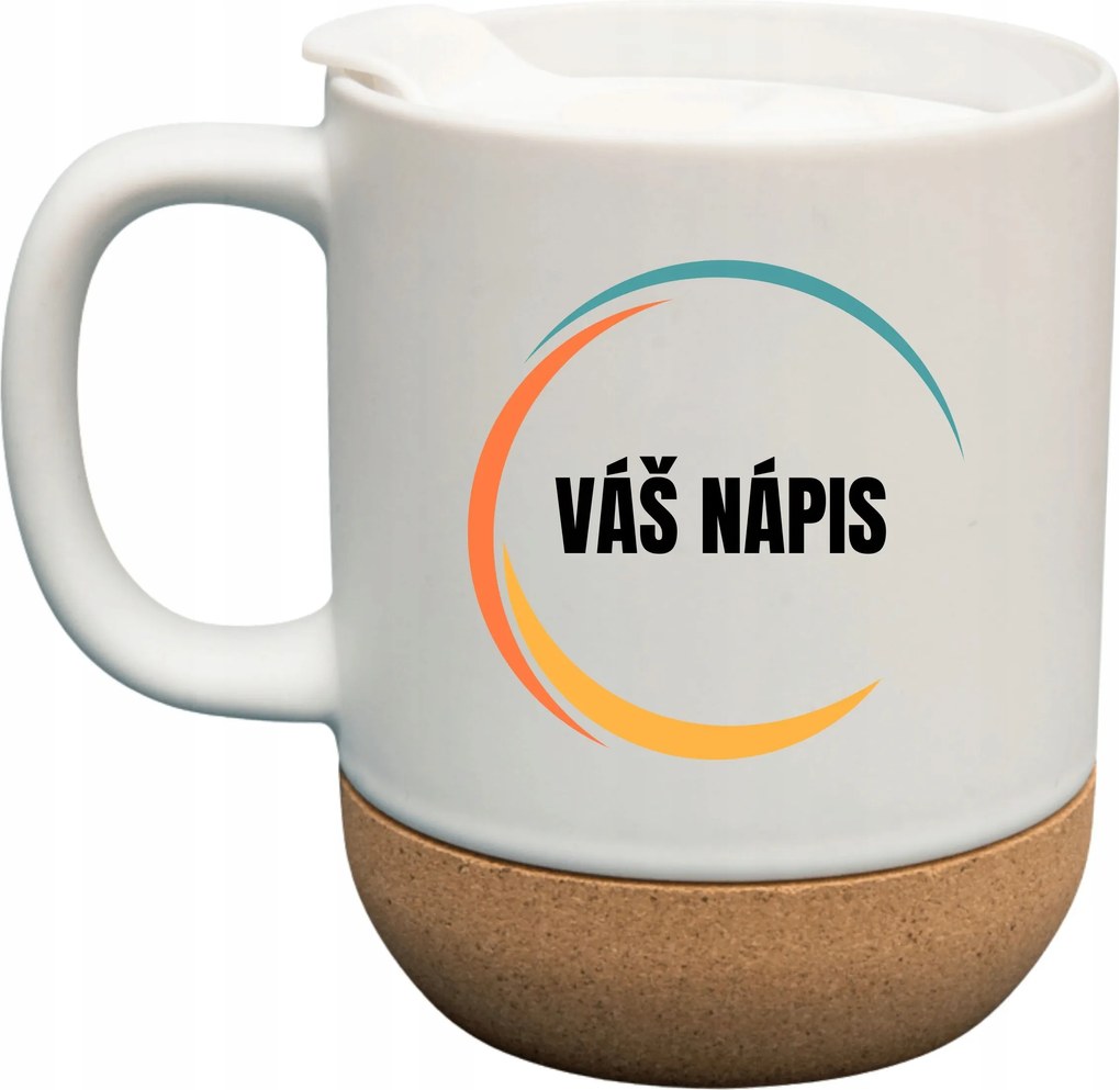 Fehér Bögre Fedéllel És Parafa Aljjal Ajándék Váš Nápis