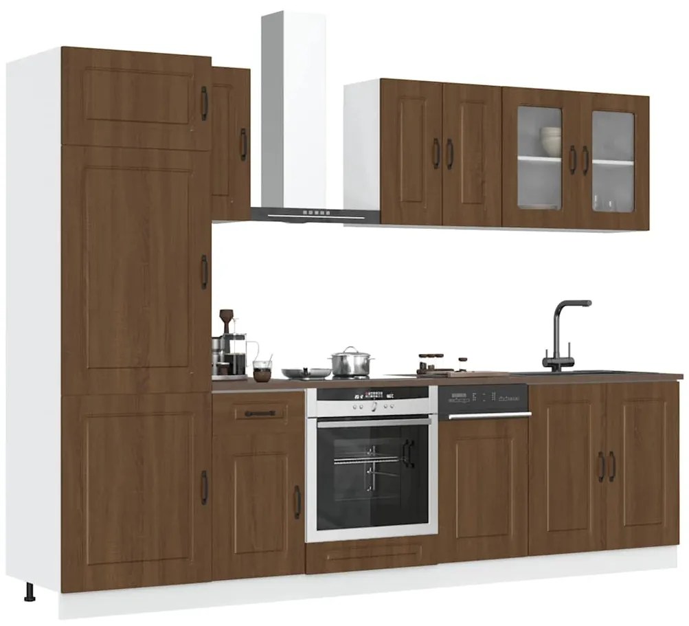 vidaXL 8 darabos konyhaszekrény szett Kalmar barna tölgy műfa