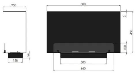 InFire - Beépíthető BIO kandalló 80x45 cm 3kW fekete