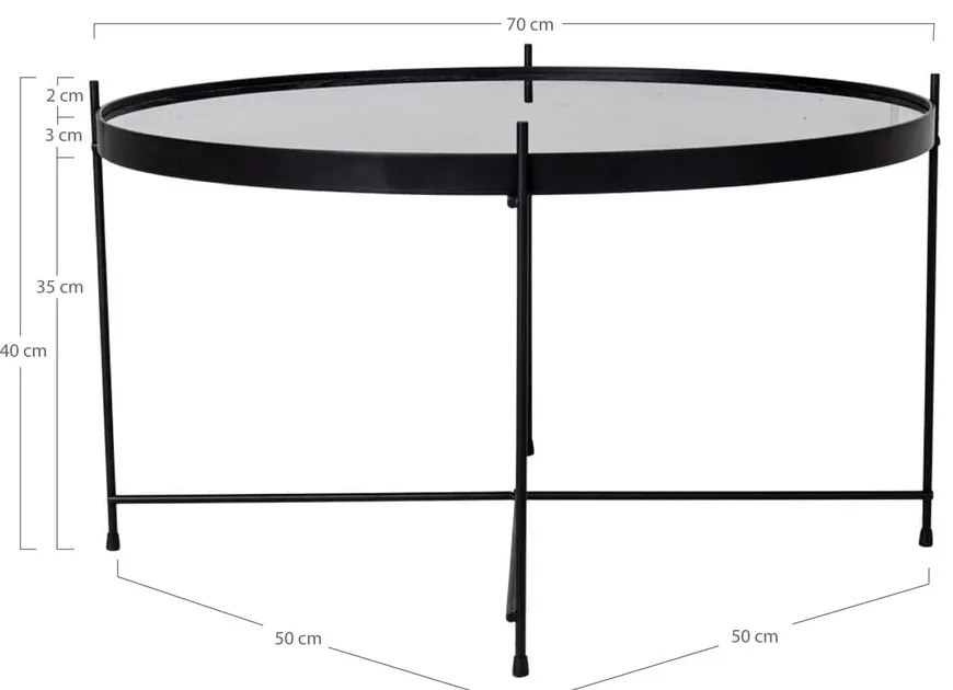 Fekete kerek dohányzóasztal ø 70 cm Venezia - House Nordic