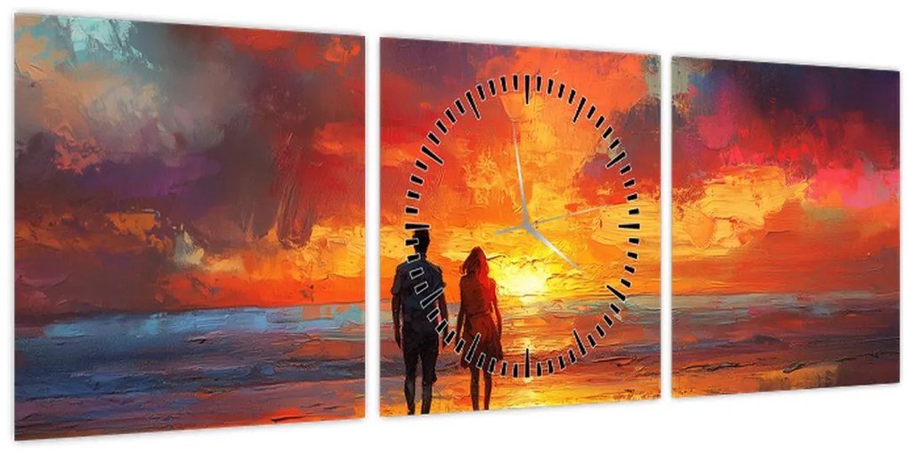 Kép - Séta a tengerparton (órával) (90x30 cm)