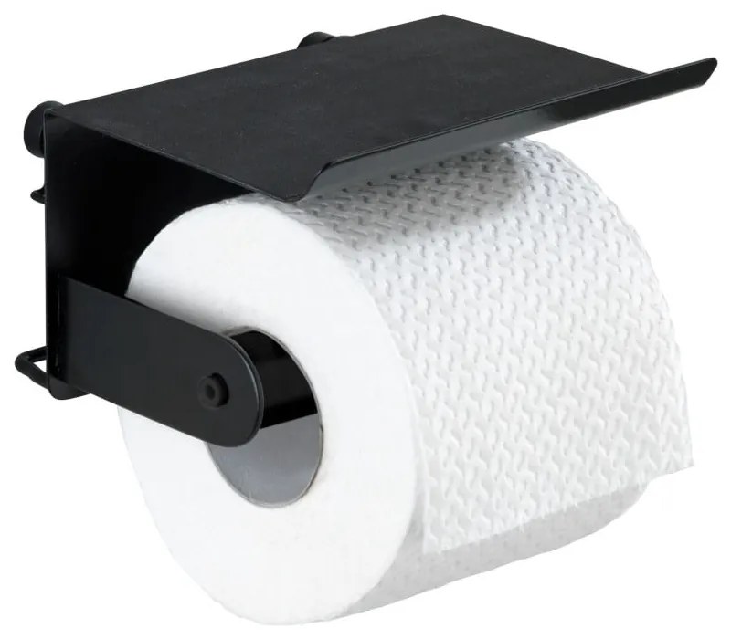 Classic Plus fekete fali wc-papírtartó telefontartóval - Wenko