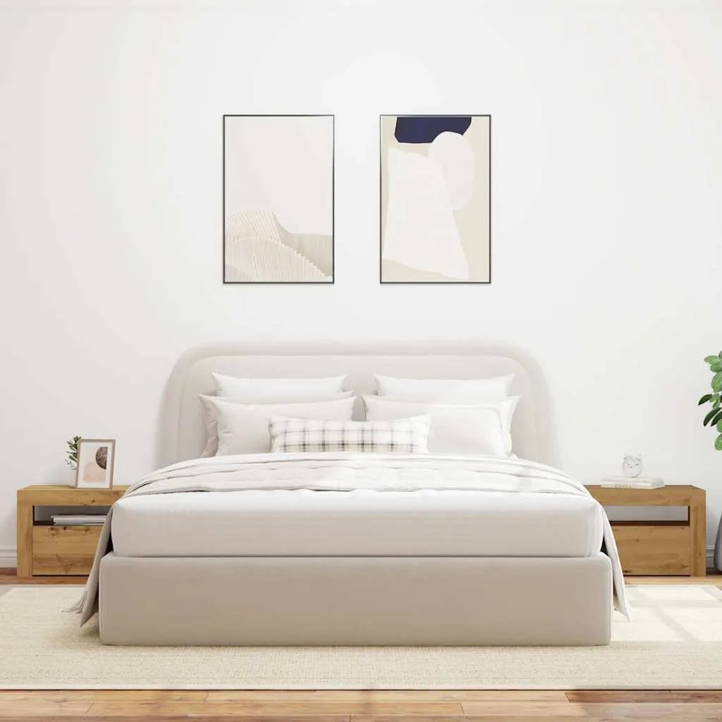 2 db kézműves tölgy színű éjjeliszekrény LED-del 60 x 35 x 40cm