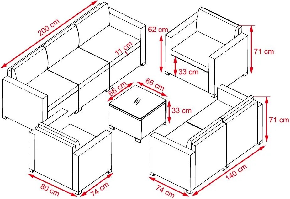 Avenberg DORADA Nagy kerti ülőgarnitúra - szürke/szürke