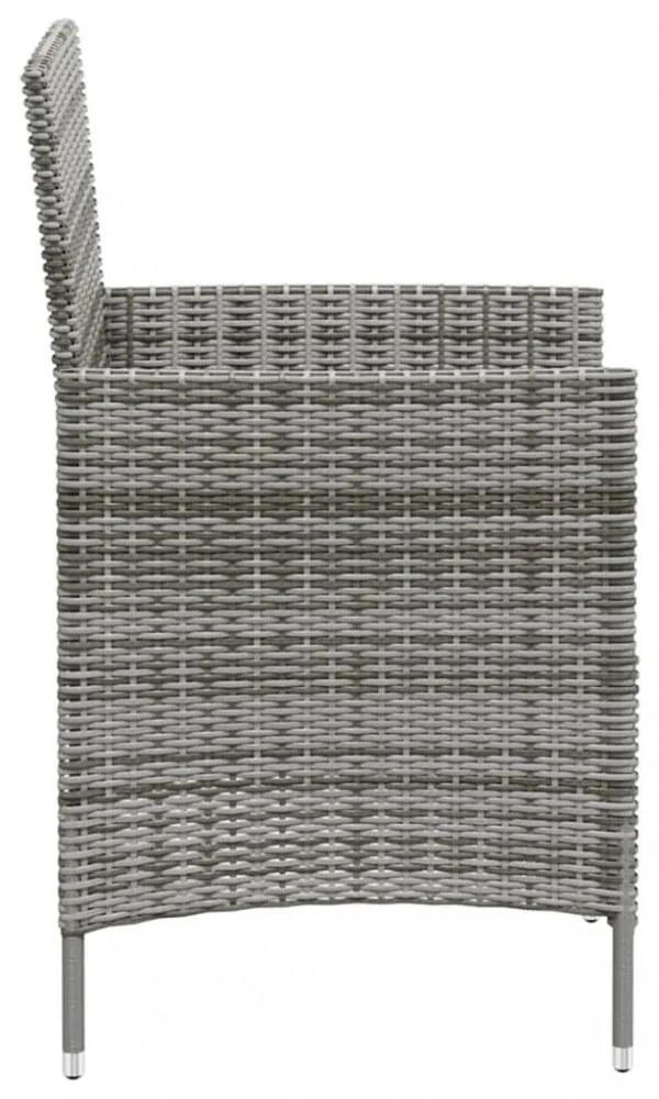 vidaXL 3 részes szürke polyrattan kültéri étkezőszett párnákkal