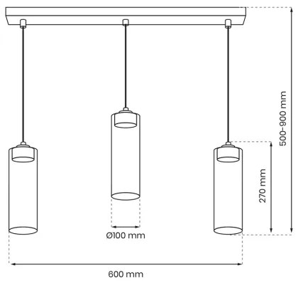 Csillár zsinóron CLARISSA 3xGX53/12W/230V fekete
