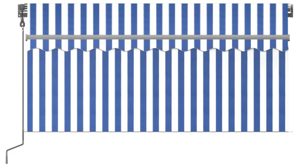 kék és fehér automata napellenző redőnnyel 3,5 x 2,5 m