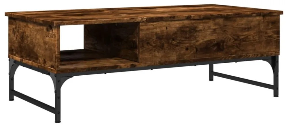 füstös tölgy szerelt fa és fém dohányzóasztal 100 x 50 x 35 cm
