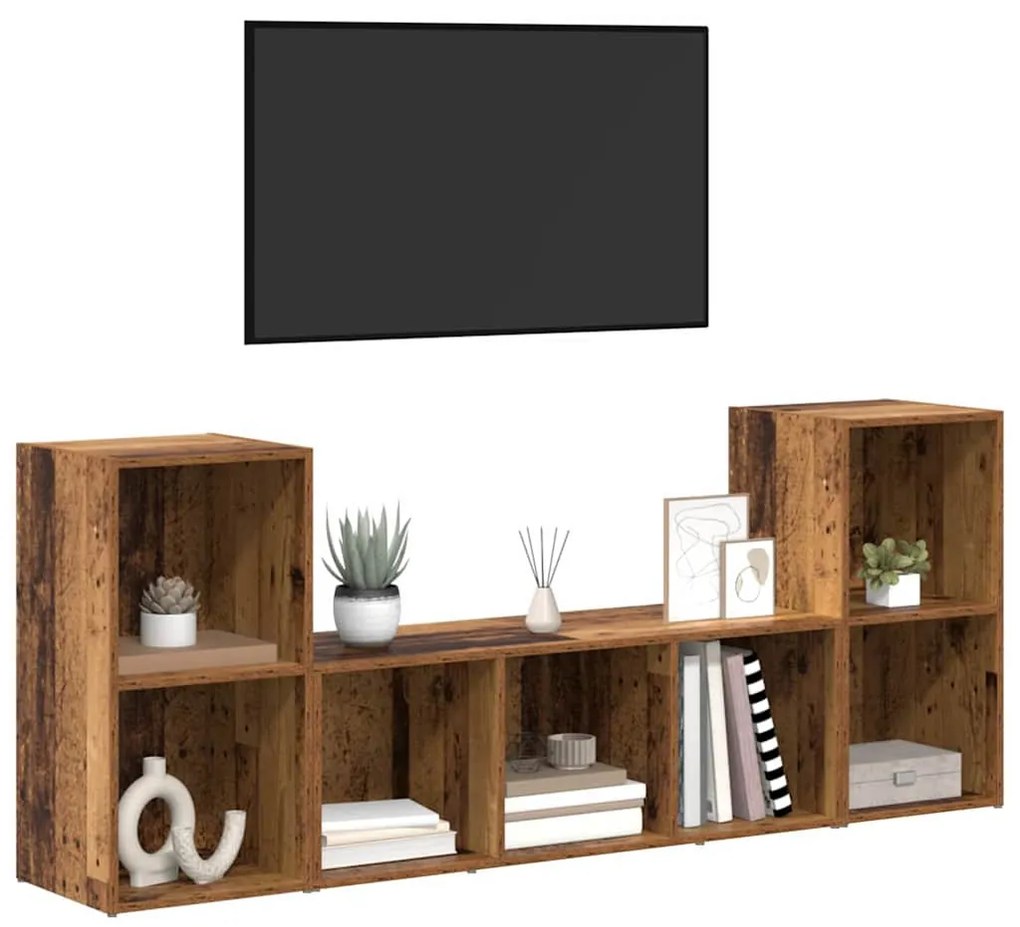 TV szekrény 3 pcs Barna 107 x 35 x 37 cm Faanyag