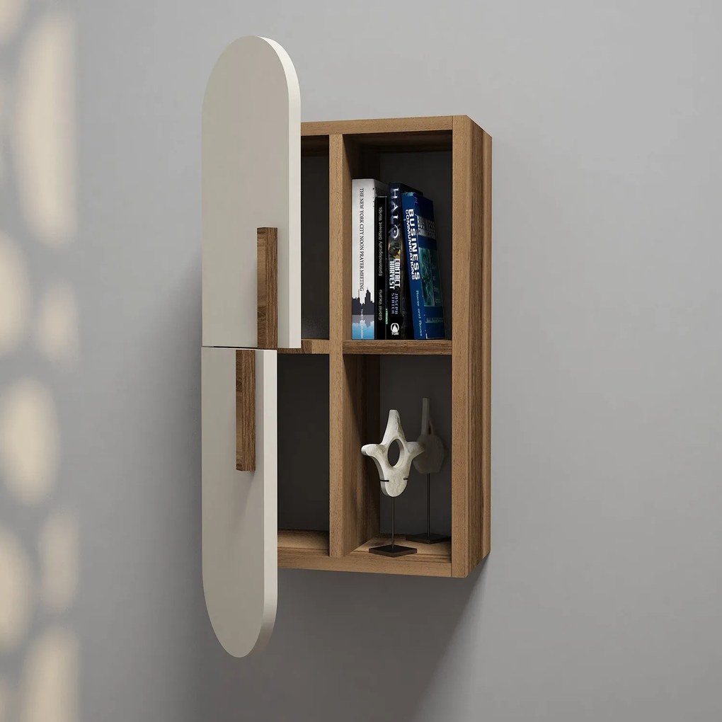 Fali polc Rose - Walnut, Cream