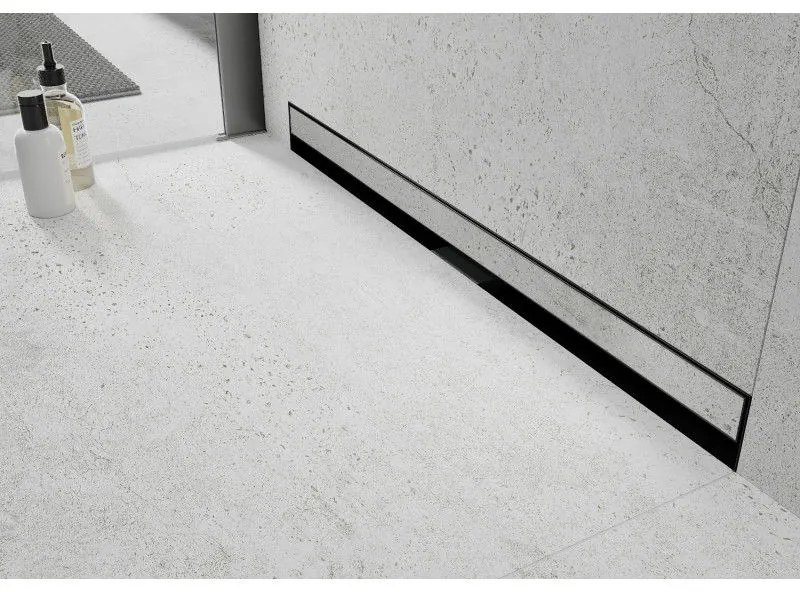 Mexen Lapos rozsdamentes fali zuhanytálca mintás FAL, fekete, 1730070