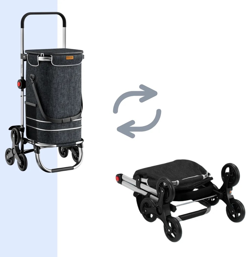 Jurhan COMFORT bevásárlótáska lépcsőjáró kerekekkel, 50l, fekete