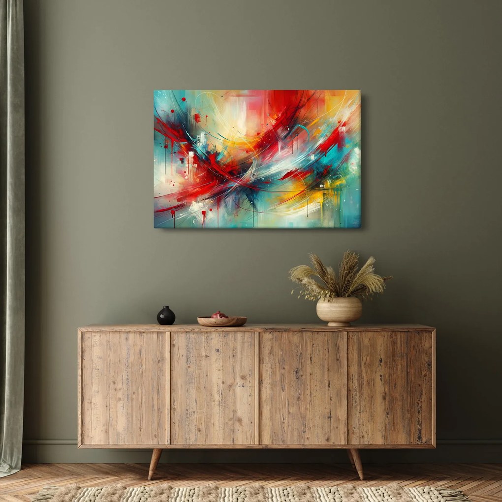 Kép – Absztrakció pirossal (90x60 cm)