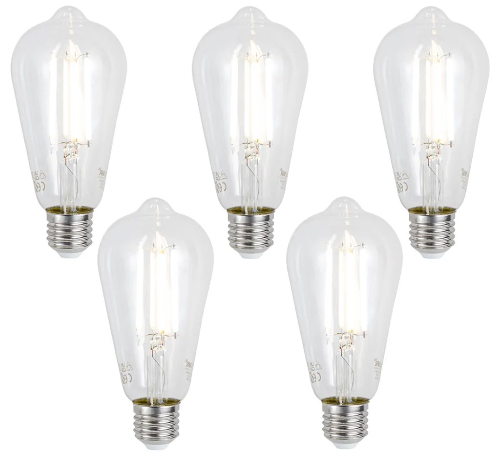 5 darabos intelligens E27 dimmelhető LED izzókészlet ST64 átlátszó 7W 806 lm 2700-6500K Zigbee