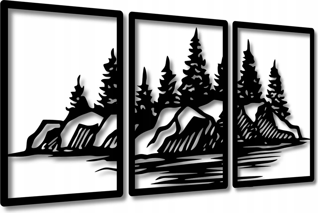 Áttört Kép Fák 120 cm Nappali Képek Falikép Sziget Triptichon