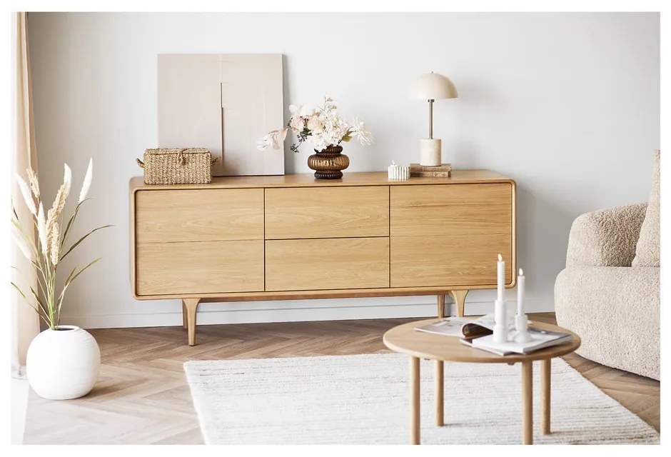 Natúr színű tölgyfa kerek dohányzóasztal ø 70 cm Jena – House Nordic
