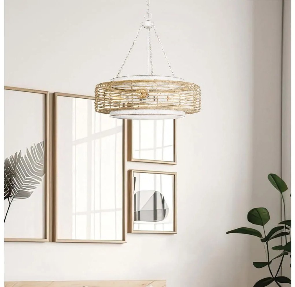 Quoizel QZ-WAYLON-4P-AWH - Láncos csillár WAYLON 4xE27/60W/230V Ø 50,4 cm