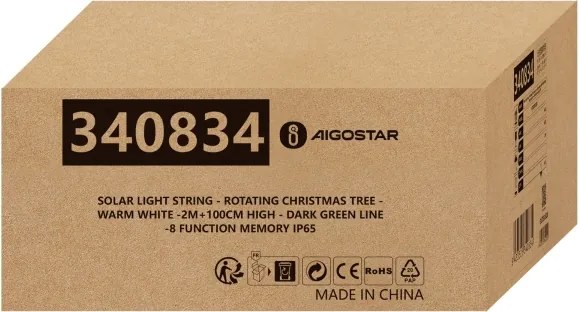 Aigostar - Napelemes karácsonyi LED dekoráció LED/0,59W/3,7V 100 cm IP65 meleg fehér