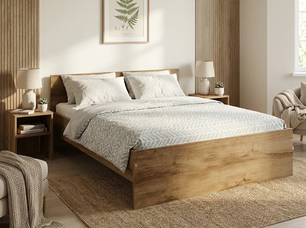 Ágy ELISA 120 x 200 cm, artisan tölgy Ágyrács: Lamellás ágyrács, Matrac: Deluxe 10 cm matrac