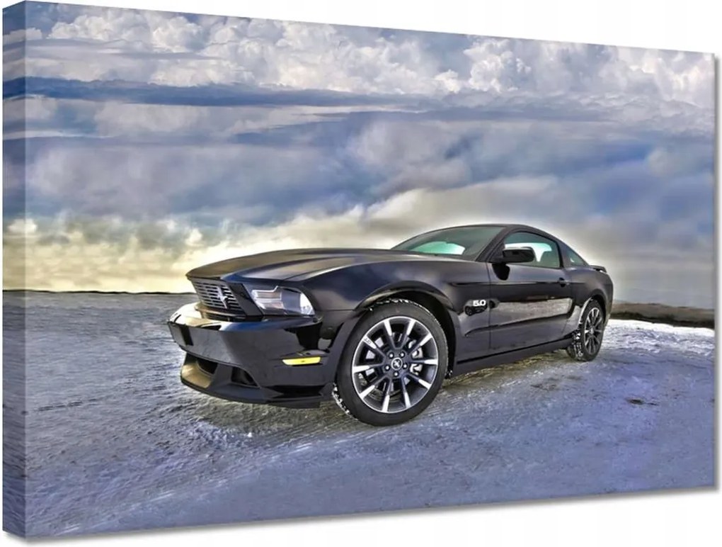 Vászonkép 30x20 Ford Mustang a hóban Autó Klasszikus Made in Usa