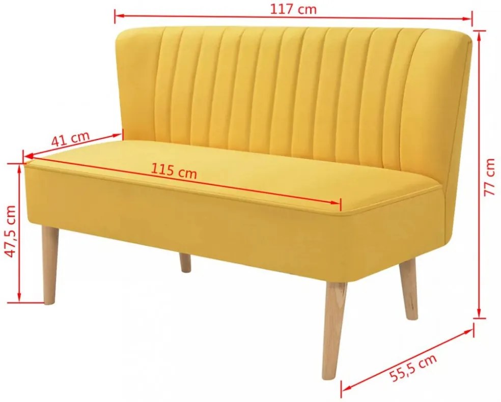sárga szövetkanapé 117 x 55,5 x 77 cm