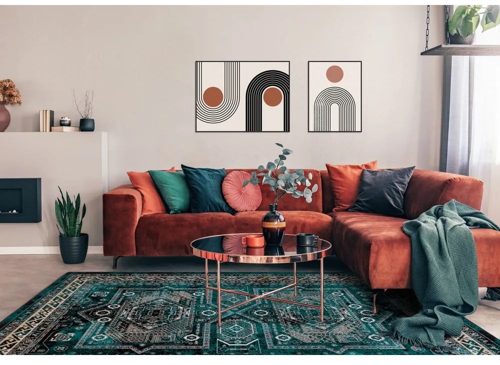 Petróleumkék gyapjú szőnyeg 133x180 cm Mia – Agnella