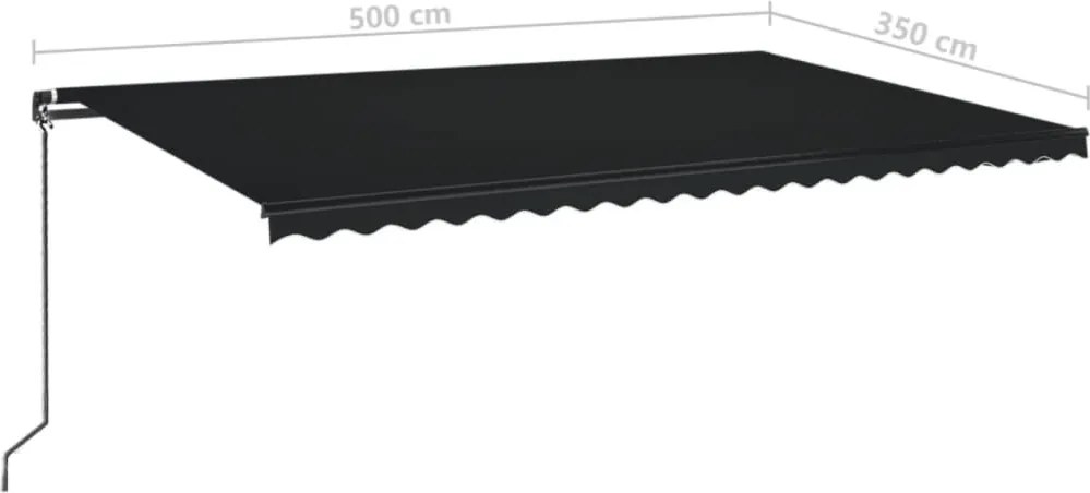 Antracitszürke kézzel kihúzható napellenző 500 x 350 cm