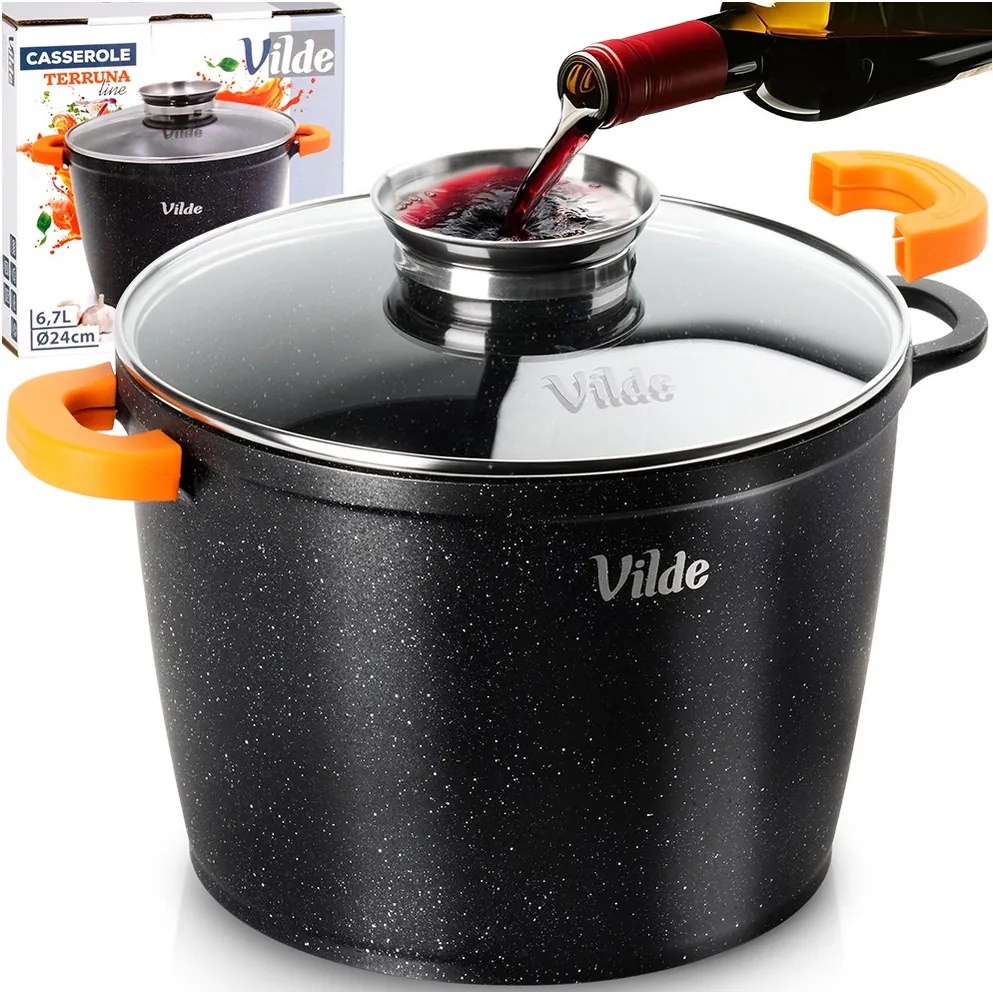 Gránit fazék fedővel párolás sütés 24 cm 6,7L