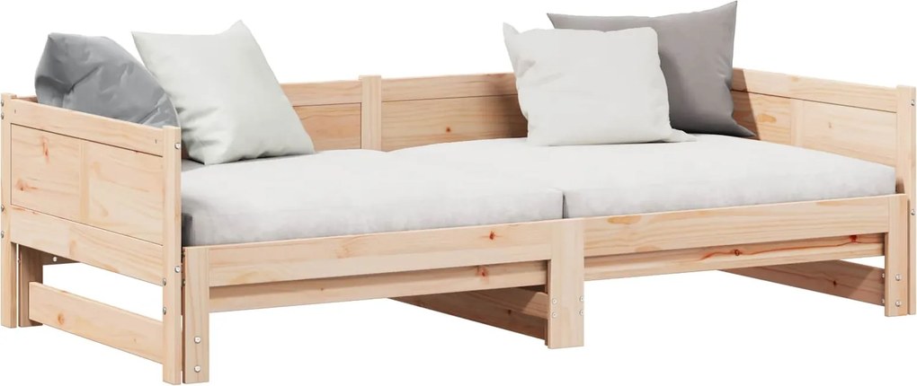 vidaXL Kihúzható nappali ágy Barna 203,5 x 184 x 56,5 cm Tömör fenyőfa