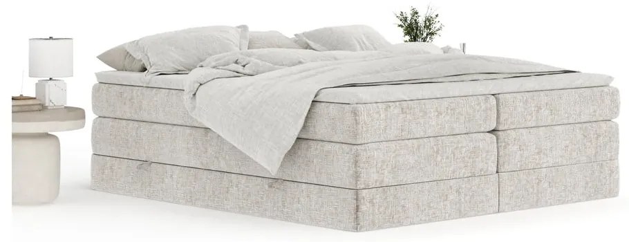 Bézs ágyneműtartós boxspring ágy ágytámla nélkül 140x200 cm Juniper – Maison de Rêve