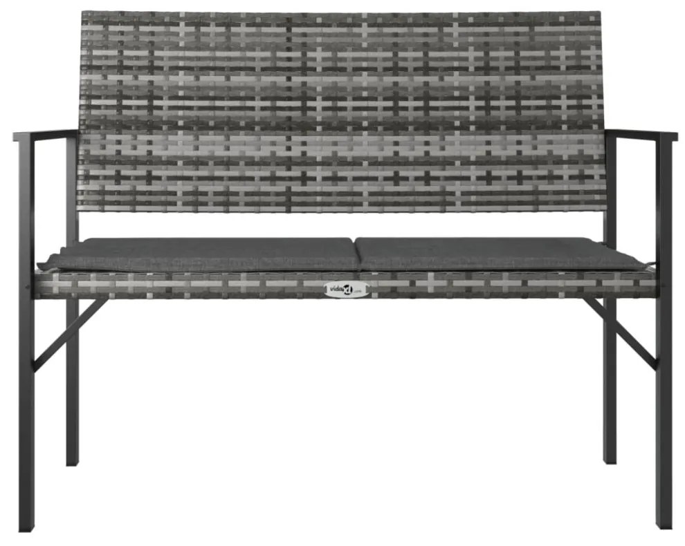 2-személyes szürke polyrattan kerti pad párnával