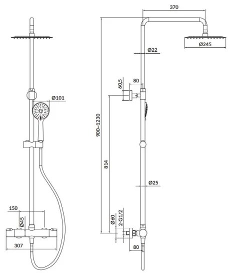 Cersanit S951-340 CITY termosztátos zuhanyszett, fényes króm