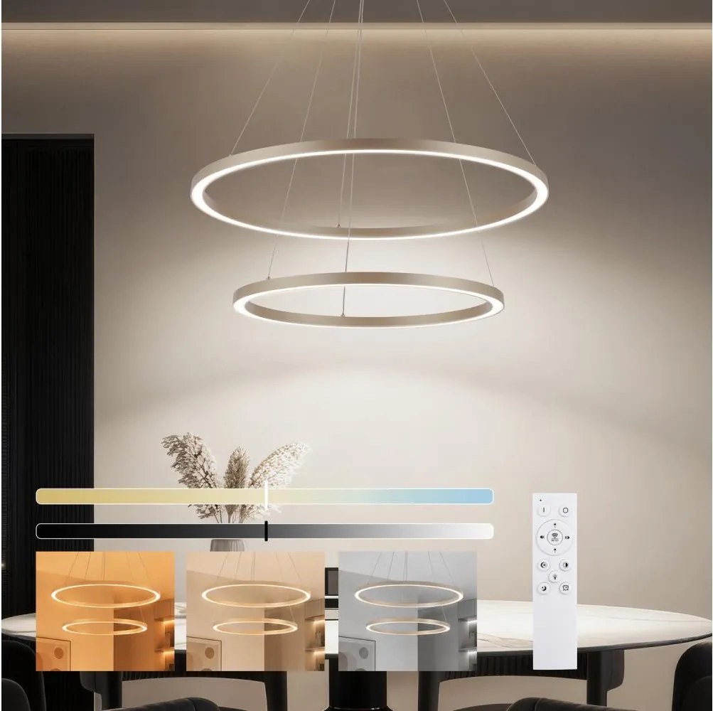 Brilagi - LED dimmelhető függeszték PORTOFINO LED/98W/230V átm. 80 cm bézs + távirányító