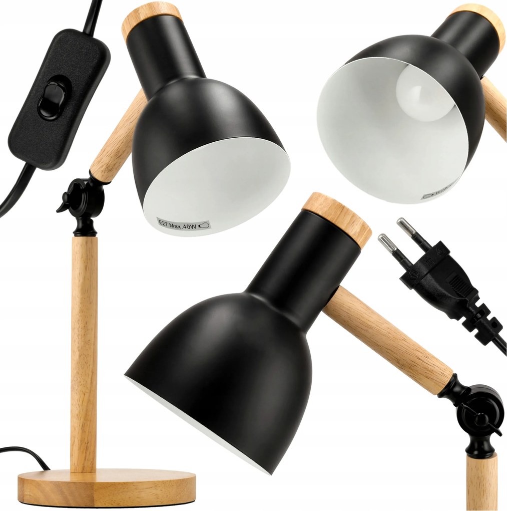 Éjjeli lámpa 1x E27 Álló asztali lámpa Loft Fa