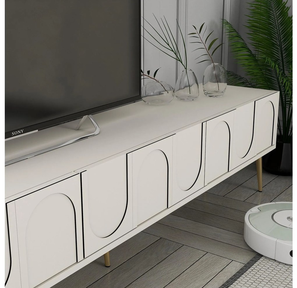 TV asztal/szekrény Bipemu 3 (krém + arany) . 1095681