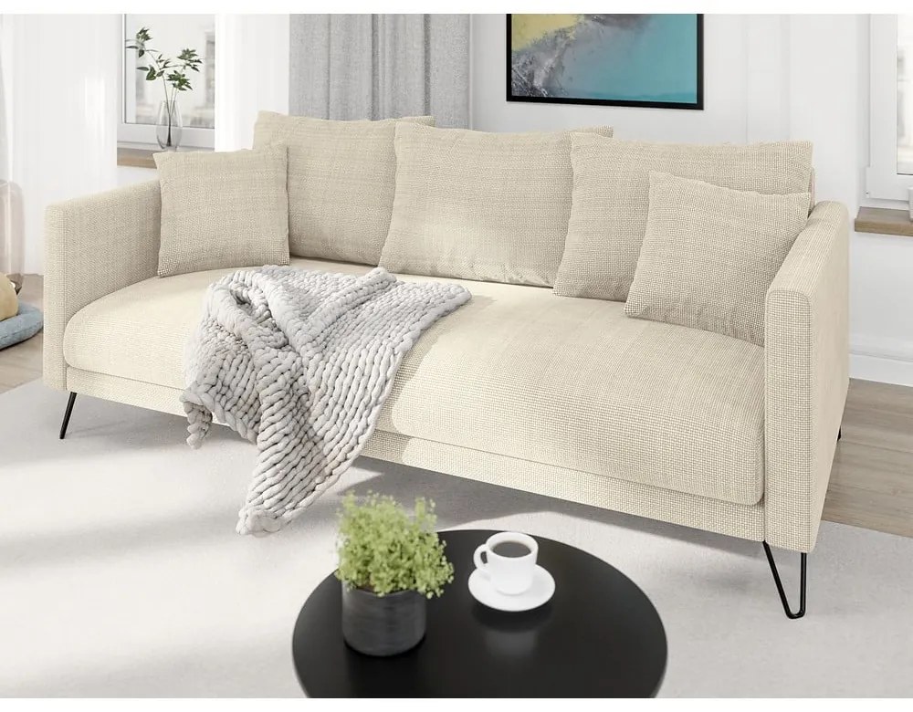 Krémszínű zsenília kanapé 200 cm Freya – Ropez