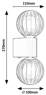 Rabalux 75022 - Fali lámpa COLZAR 2xG9/3,5W/230V IP44 fekete