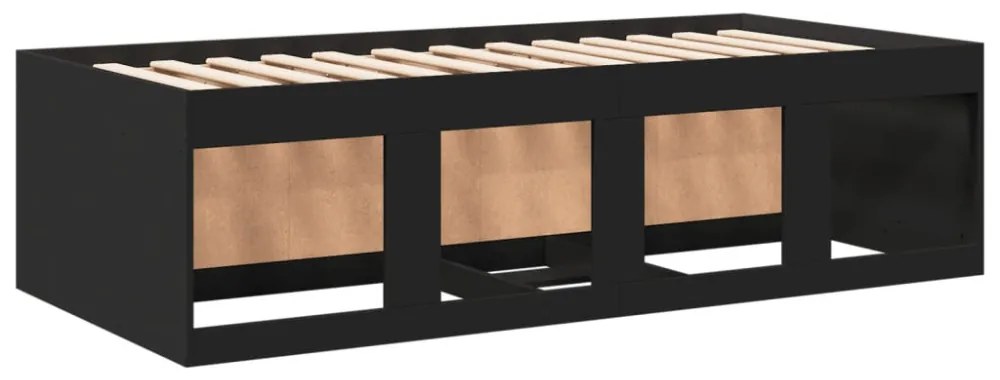 fekete kanapéágy fiókkal matrac nélkül 100x200 cm