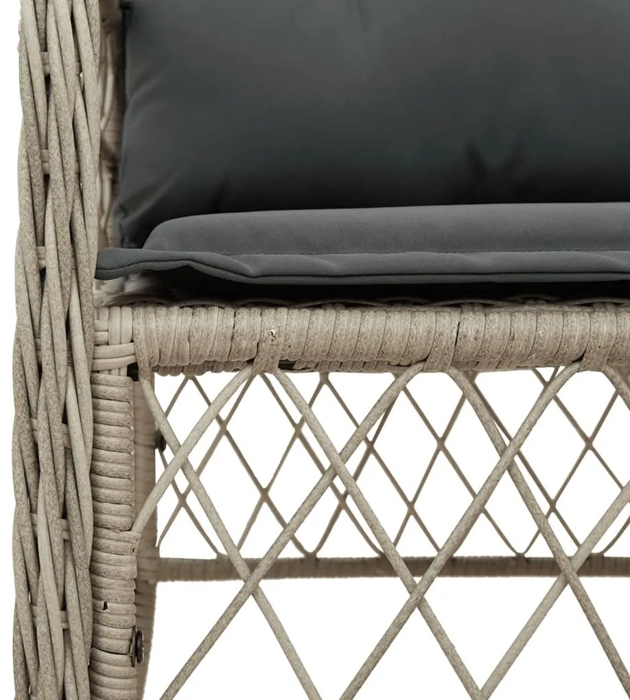3 részes világosszürke polyrattan bisztrógarnitúra párnákkal
